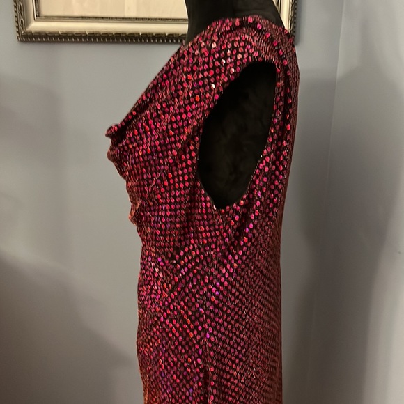 Hot Pink and Lavender Shimmer “Sequined” Gown - Picture 5 of 7